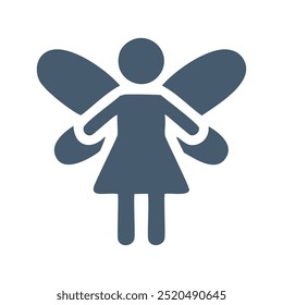 Fairy icon. Simple, flat design icon representing a fairy. Suitable for apps, websites, and presentations.