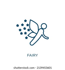fairy icon. Thin linear fairy outline icon isolated on white background. Line vector fairy sign, symbol for web and mobile