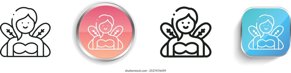 fairy icon. Thin Linear, Regular and Button Style Design Isolated On White Background