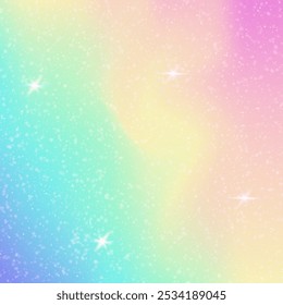 Fairy Invitation. Pink Kawaii Hologram. Magic Gradient. Iridescent Universe Effect. Purple Colorful Background. Blue Pastel Pattern. Rainbow Backdrop. Neon Fairy Invitation.