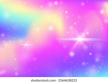 Fairy Invitation. Purple Rainbow Pattern. Princess Background. Fairytale Mystical Mesh. Pink Galaxy Hologram. Lilac Cosmic Gradient. Unicorn Texture. Party Fairy Invitation.