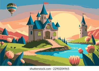 Fairy Kingdom. Illustration for a fairy tale. Vector illustration.