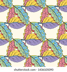 fairy leaves multicolored background on pale yellow