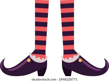 Fairy legs cartoon icon. Striped stockings in shoes isolated on white background