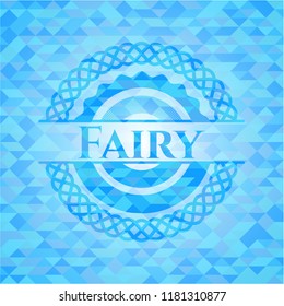 Fairy light blue emblem with triangle mosaic background