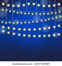 Fairy Light Square Background for Social Media Post, Greeting Card, Banner Advertisement