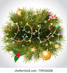 Fairy lights with Christmas wreath