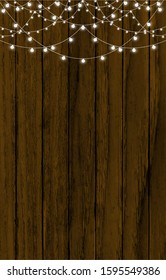 fairy lights, flashlights. realistic garland isolated on wooden background. vector illustration eps10