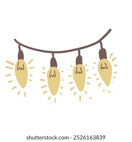 Fairy lights illustration. Christmas decoration. 