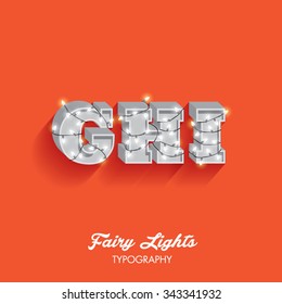 fairy lights typography/font/typeface vector/illustration g,h,i