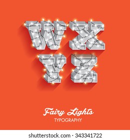 fairy lights typography/font/typeface vector/illustration w,x,y,z