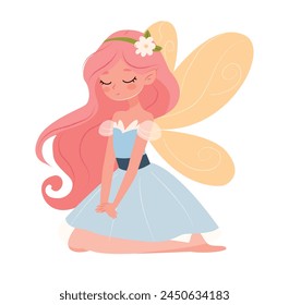 Fairy little princess fairies. Cartoon cute fairies flying. Child tale doll and magic characters.