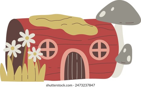 Fairy Log House Vector Illustration