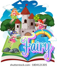 Fairy logo with little fairies on white background illustration