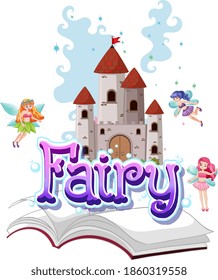 Fairy logo with little fairies on white background illustration