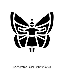 vector de icono de glifo mágico de hadas. signo mágico de hadas. símbolo de contorno aislado ilustración negra