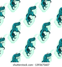 Fairy magic pattern with dragon's paw on a white background. Cartoon style.