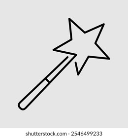 Fairy Magic Wand Happy Birthday Line Icon