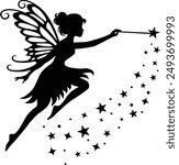 Fairy With Magic Wand Silhouette