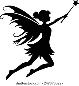 Fairy With Magic Wand Silhouette