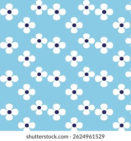 Fairy meadow with flowers seamless pattern. Cute feminine design 