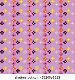 Fairy meadow with flowers seamless pattern. Cute feminine design 