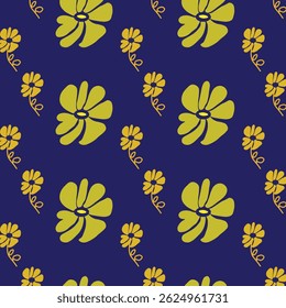 Fairy meadow with flowers seamless pattern. Cute feminine design 