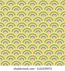 Fairy mermaid scales squama background, vector seamless fabric pattern, tiled textile print. Typical japanese squama scales seamless arc tiles graphics. Fabric print pattern.