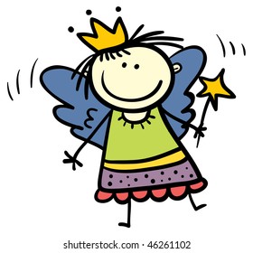 fairy miniature elf fairy wing innocent feminine star kid babe female performance miss caricature fantasy enchanted eve wand picture magic fairy tale elf queen comic spell image crown painting vector