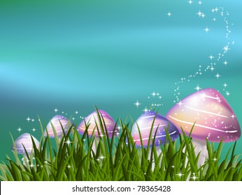 Fairy mushrooms in the grass