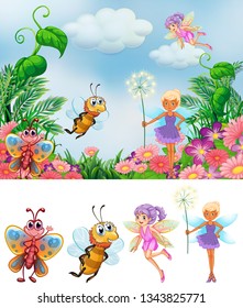Fairy in nature background illustration