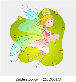 Fairy of nature. Fantasy background. Vector illustration.