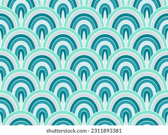 Fairy ocean fish squama vector endless pattern. Cheerful fishscale texture. Mosaic sea fish scale motif. Gorgeous animal skin background. Asian stylized motif.