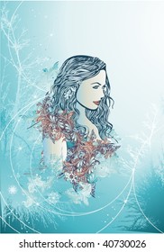  Fee auf abstraktem Winterhintergrund, Vektorgrafik