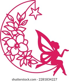 Fairy on the moon with Flowers vector file