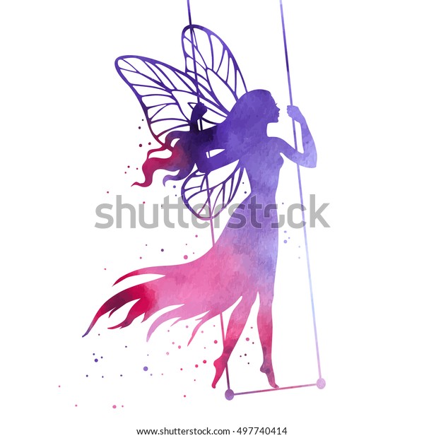 Fairy On Swing Vector Silhouette Illustration Stock Vector (Royalty ...