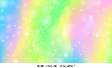 Fairy Pattern. Pink Unicorn Background And Beautiful Rainbow Gradient. Purple, Yellow Kawaii Hologram. Cute Sparkle Texture With Candy Glitter And Watercolor Effect. Green Fairy Pattern.