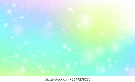 Fairy Pattern. Pink Unicorn Background And Beautiful Princess Hologram. Purple Magic Gradient. Star Texture Over Light Sky And Cosmic Universe Design. Blue Fairy Pattern.