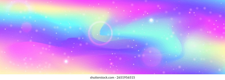 Fairy Pattern. Pink Unicorn Hologram And Beautiful Rainbow Gradient. Purple Princess Background. Cute Sparkle Texture With Candy Glitter And Watercolor Effect. Blue Fairy Pattern.