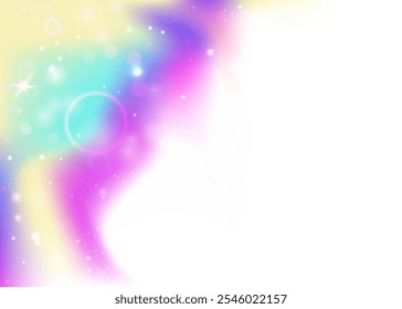 Patrón de hadas. Fondo de chica púrpura. Gradiente mágico. Malla colorida de cuento de hadas. Holograma de pastel rosa. Invitación de niña azul. Fondo de Unicornio. Lindo patrón de hadas.