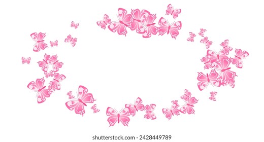 Fairy pink butterflies isolated vector illustration. Spring pretty insects. Detailed butterflies isolated kids background. Delicate wings moths patten. Garden creatures.