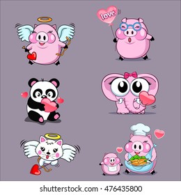 Fairy pork Cooking panda rabbit elephant cartoon vector 10