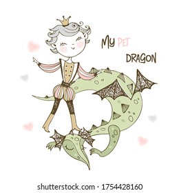 A fairy Prince and a dragon. Vector.