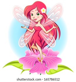 Fairy Princess Flying Above a Flower