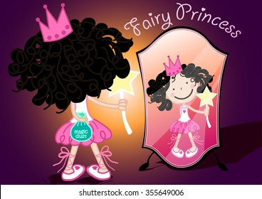 Fairy princess holding a bag of magic dust .