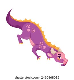 Fairy Purple Baby Dragon as Horned Legendary Creature Vector Illustration