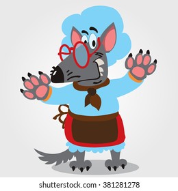 Fairy rat in a dress, fairy tale character, color illustration.