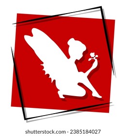 fairy red banner in frame. Vector illustration.