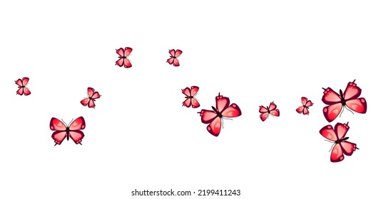 Fairy red butterflies abstract vector illustration. Spring cute moths. Simple butterflies abstract dreamy wallpaper. Delicate wings insects graphic design. Garden beings.