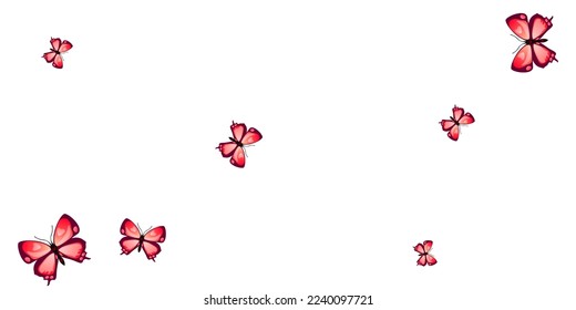 Fairy red butterflies isolated vector background. Summer little moths. Fancy butterflies isolated children wallpaper. Gentle wings insects patten. Garden creatures.